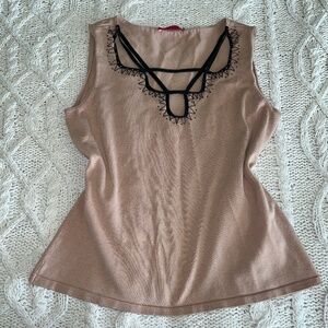 Vintage Y2K Beige Brown and Black Top